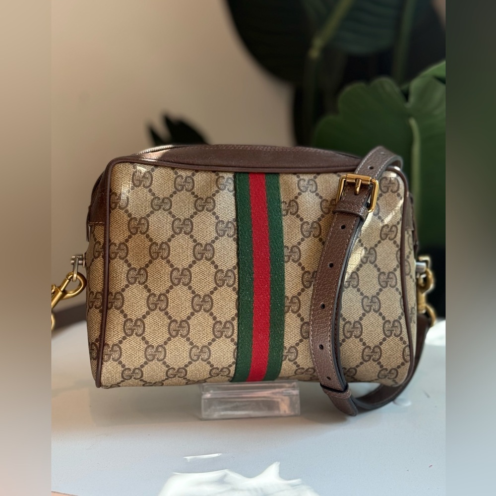 Gucci Beige GG Pattern Crossbody Bag with Brown Accents